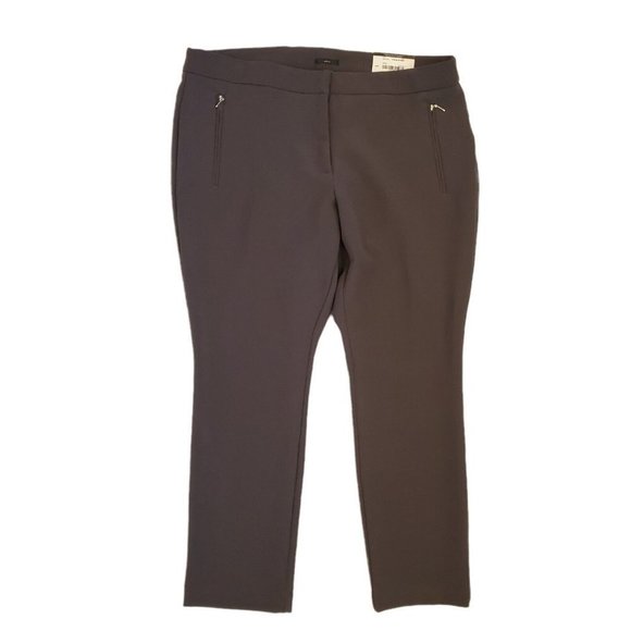 Worthington Womens Sz 16 Gray Ankle Slim Leg Trousers Stretchy Work Pants Career - Picture 1 of 8